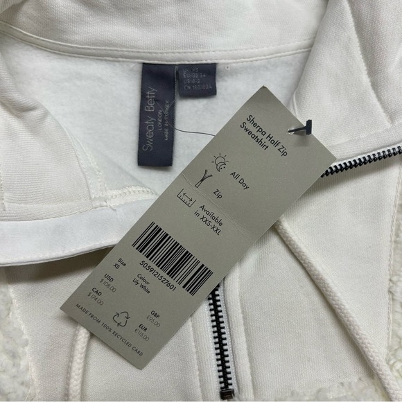 Sweaty Betty Sherpa Half Zip Sweatshirt Sweater SOFT Lily White Womens XS NWT - Picture 7 of 7